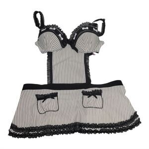 Native Intimates French Maid Lingerie Size 34c Black White